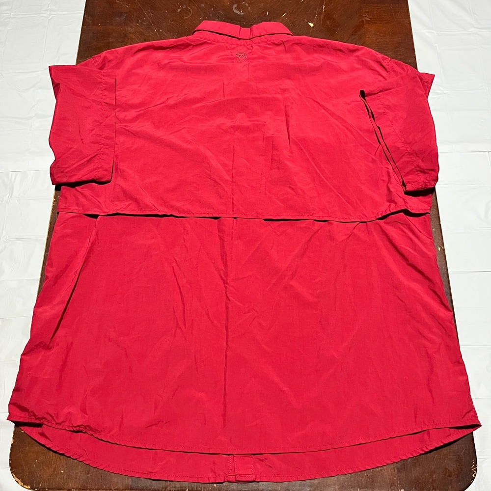 Magellan Outdoor Mens 3XL Red Short Sleeve Fishing Shirt Ventilated Nylon Button - Picture 16 of 16